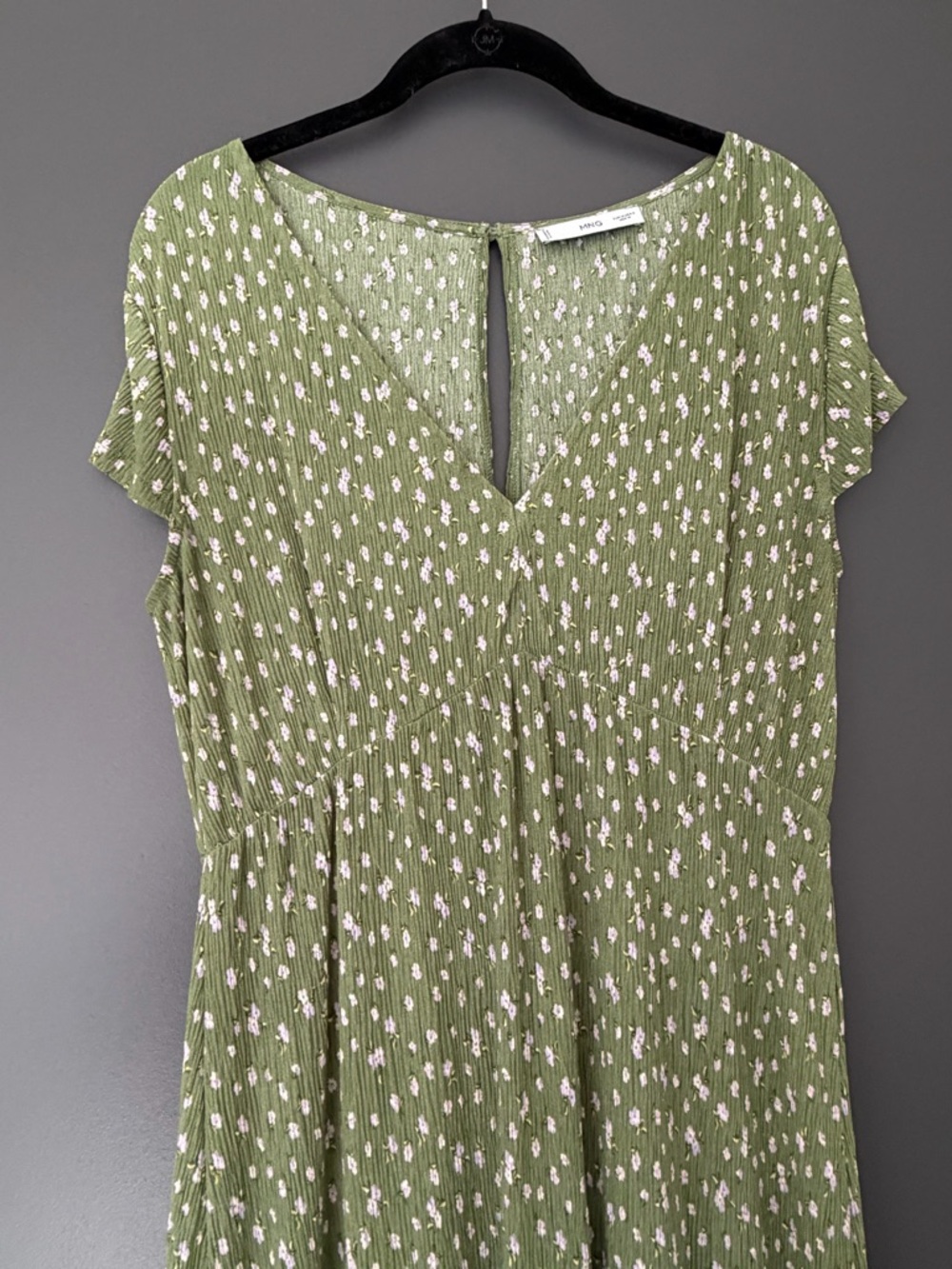 Mango Olive Green Maxi Dress with White Floral Print - Picture 4 of 4
